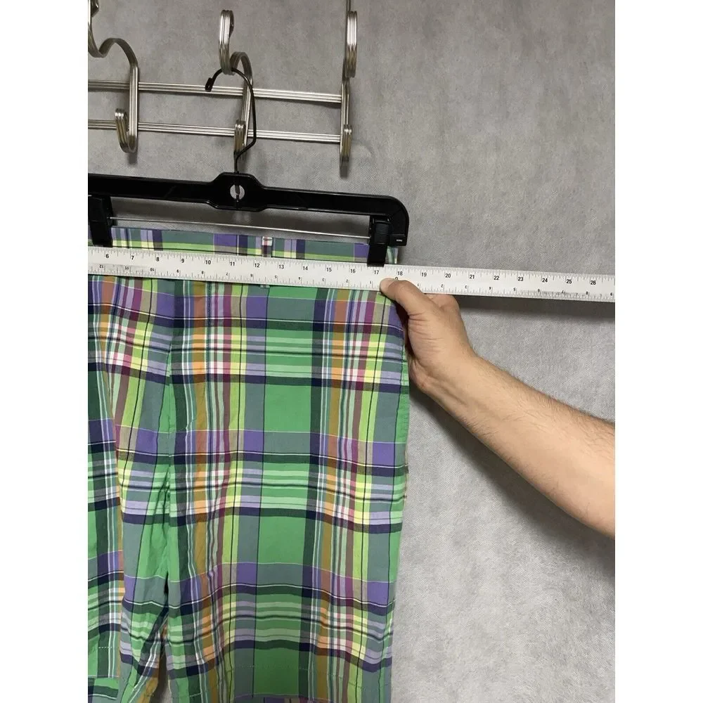 VTG Polo Ralph Lauren Shorts Men 35 Green Plaid India‎ Madras Flap Pocket Chino